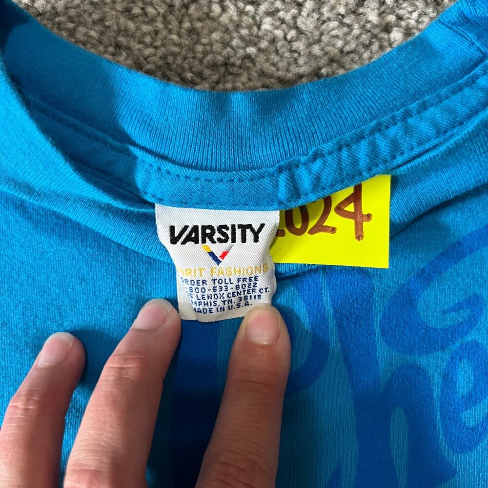 Vintage Varsity cheer shirt womens medium blue short sleeve sporty USA 90s - Picture 5 of 8